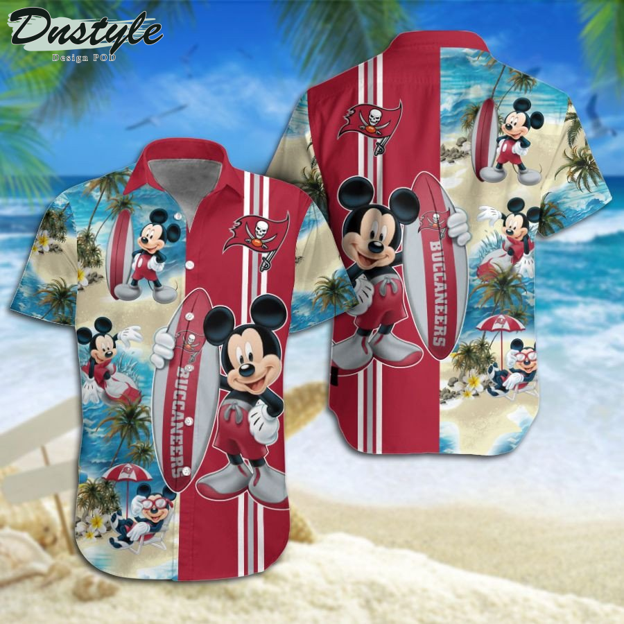 Tampa Bay Buccaneers Mickey Mouse Surfing On The Beach Hawaiian Shirt Beach Short