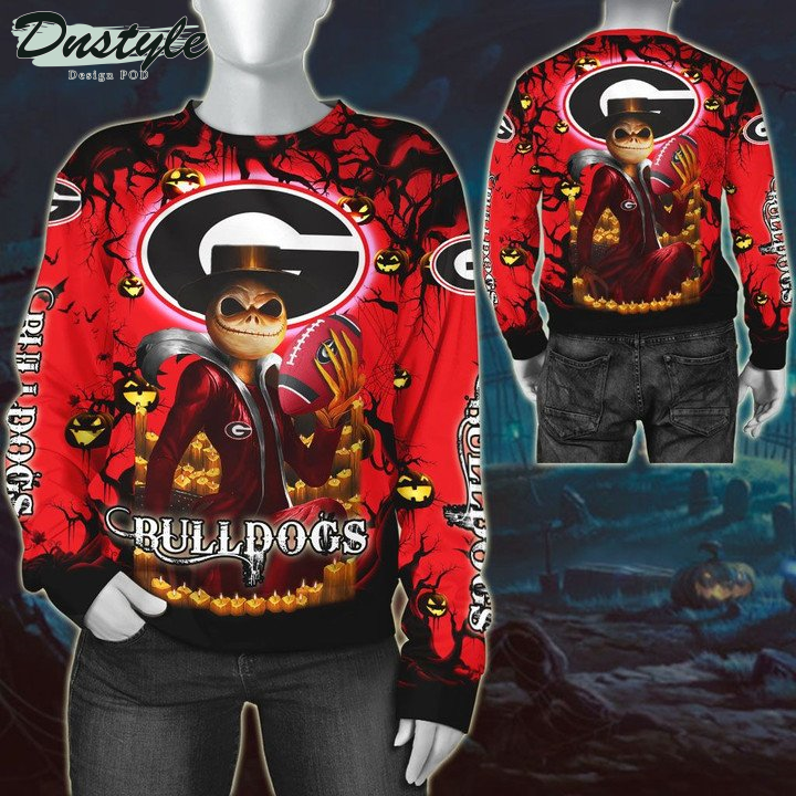 Eorgia Bulldogs Jack Skellington Halloween 3D Hoodie Tshirt