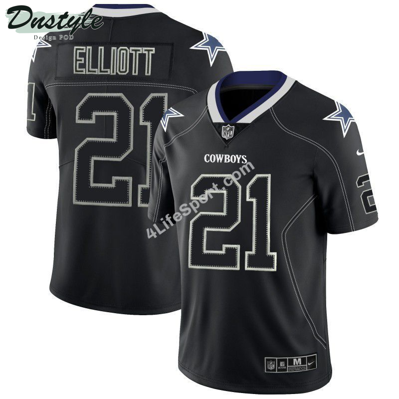 Ezekiel Elliott 21 Dallas Cowboys Black White Football Jersey