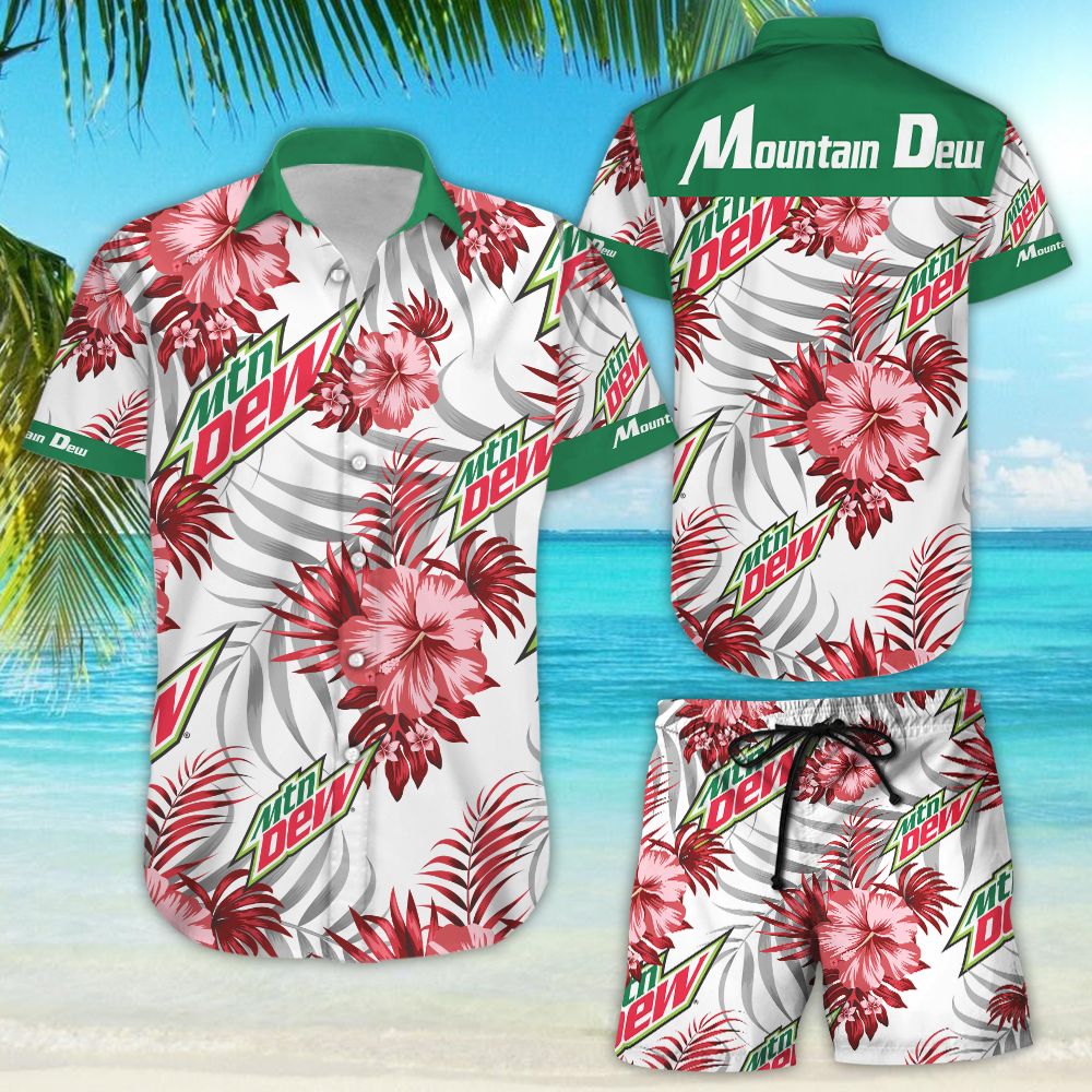 Mountain Dew Hawaiian Shirt Beach Shorts