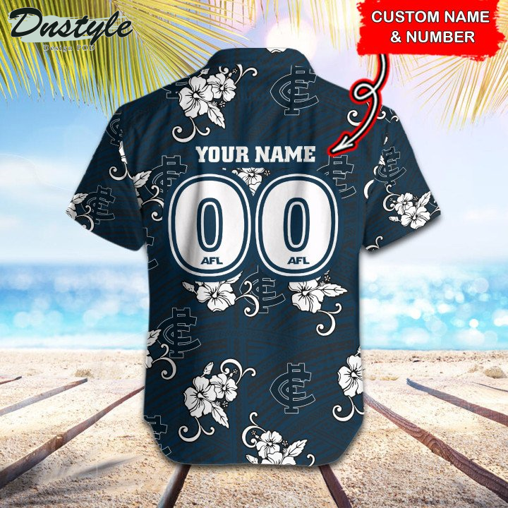 Personalized AFL Carlton Blues Tribal Hawaiian Shirt