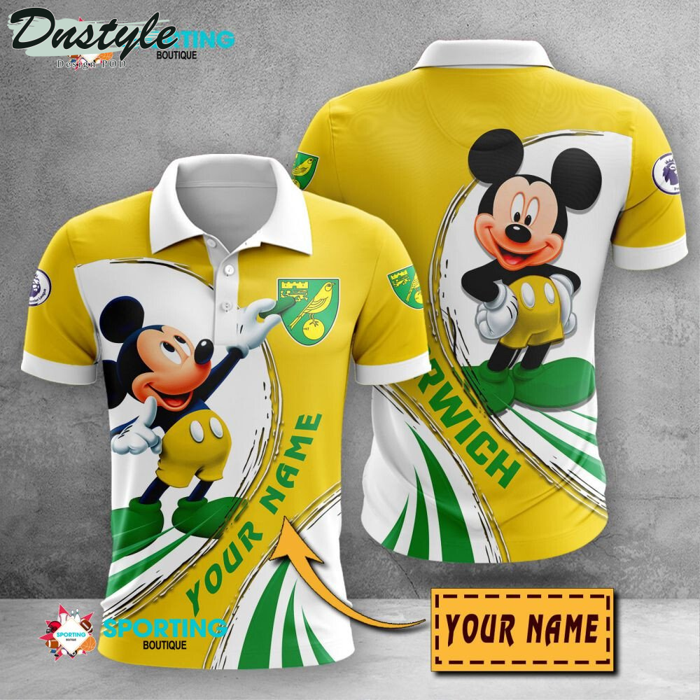Norwich City Mickey Mouse Personalized Polo Shirt