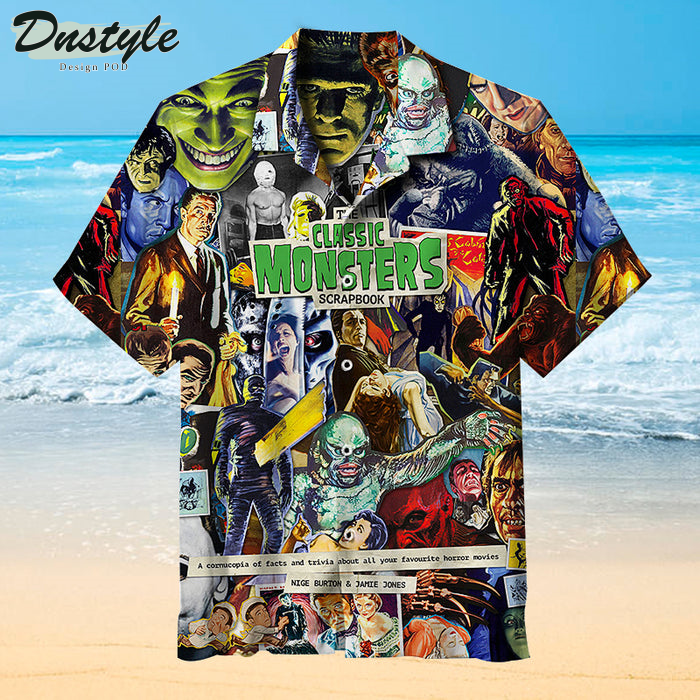 Classic Monsters Scrapbook Horror Hawaiian Shirt