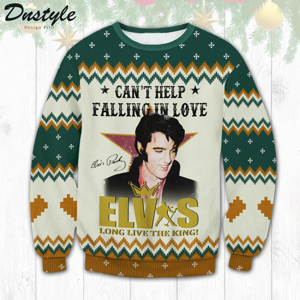 Elvis Presley Can't Help Falling In Love Ugly Christmas Sweater