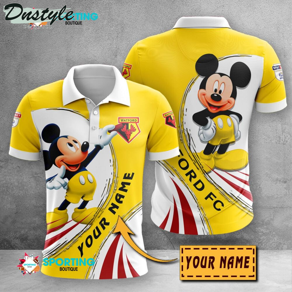 Watford EFL Mickey Mouse Personalized Polo Shirt