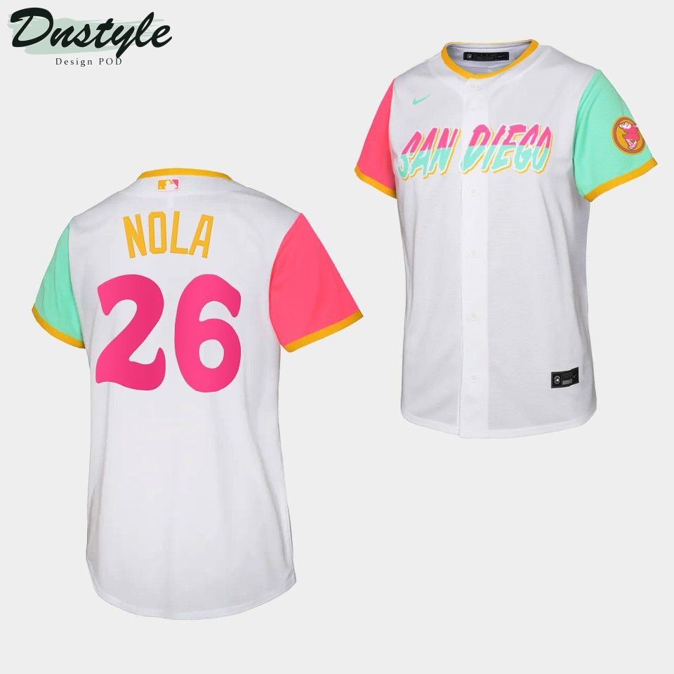 Youth San Diego Padres Austin Nola White Jersey 2022 City Connect Shirt