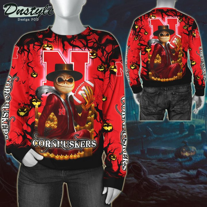 Nebraska Cornhuskers Jack Skellington Halloween 3D Hoodie Tshirt