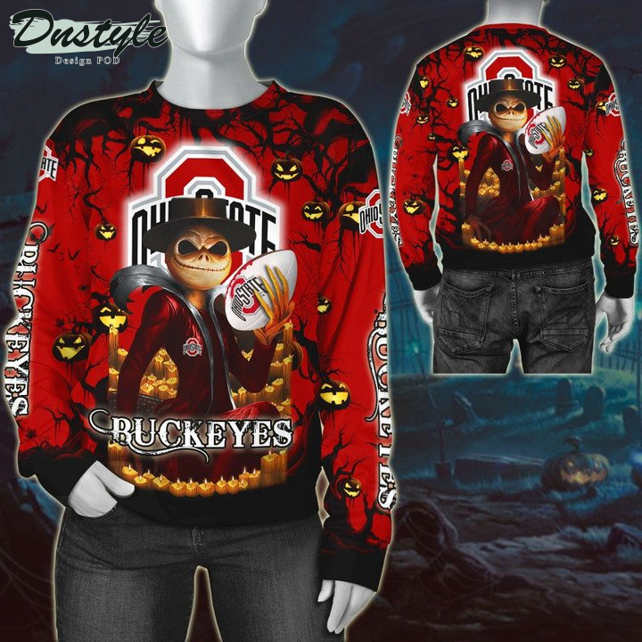 Ohio State Buckeyes Jack Skellington Halloween 3D Hoodie Tshirt
