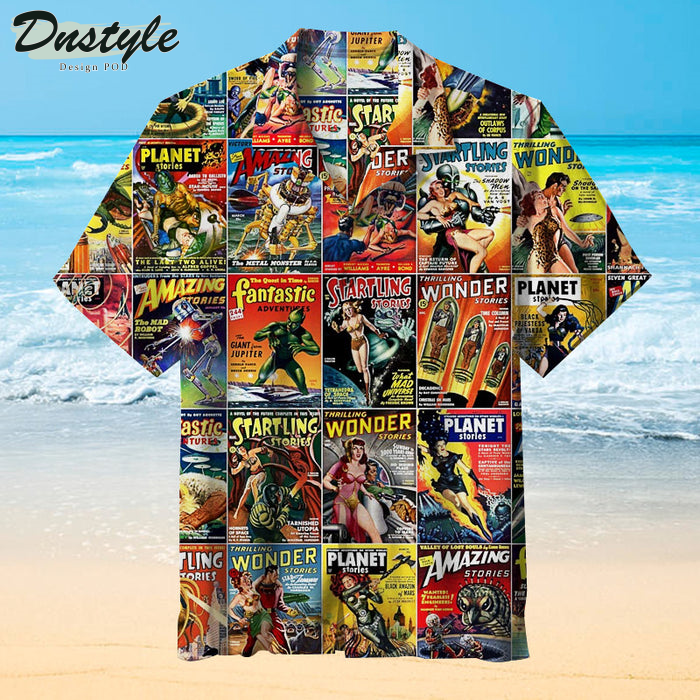 Science Fiction Magazine Retro Hawaiian Shirt