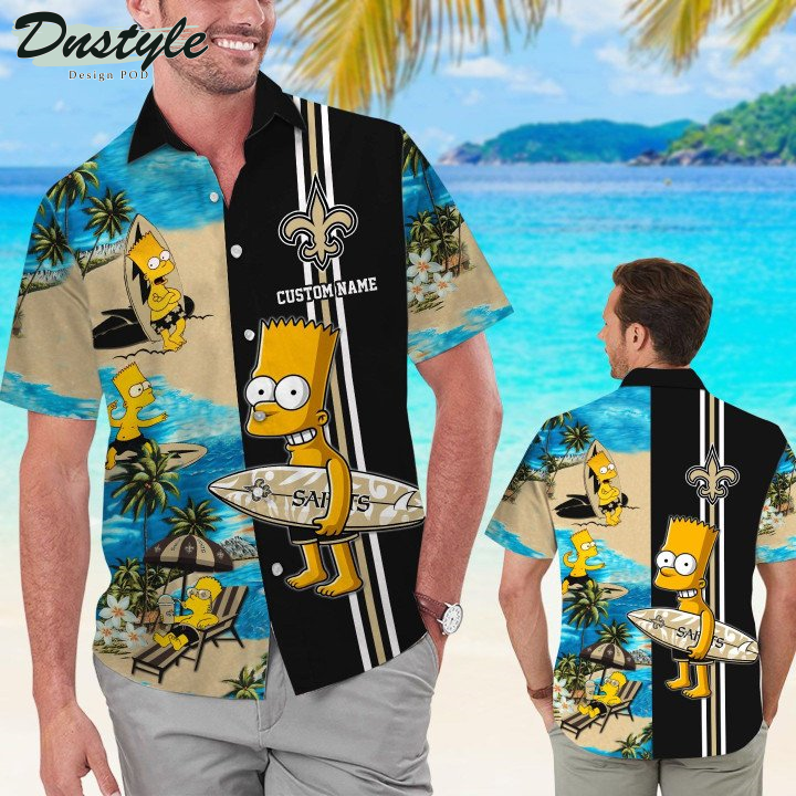 New Orleans Saints Simpsons Custom Name Hawaiian Shirt And Short