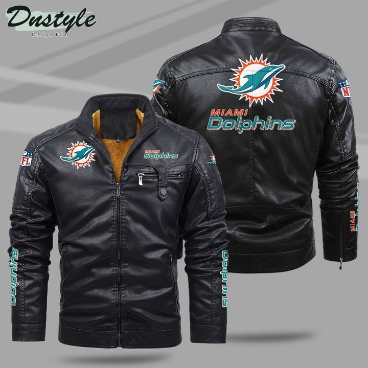 Miami Dolphins Fleece Leather Jacket