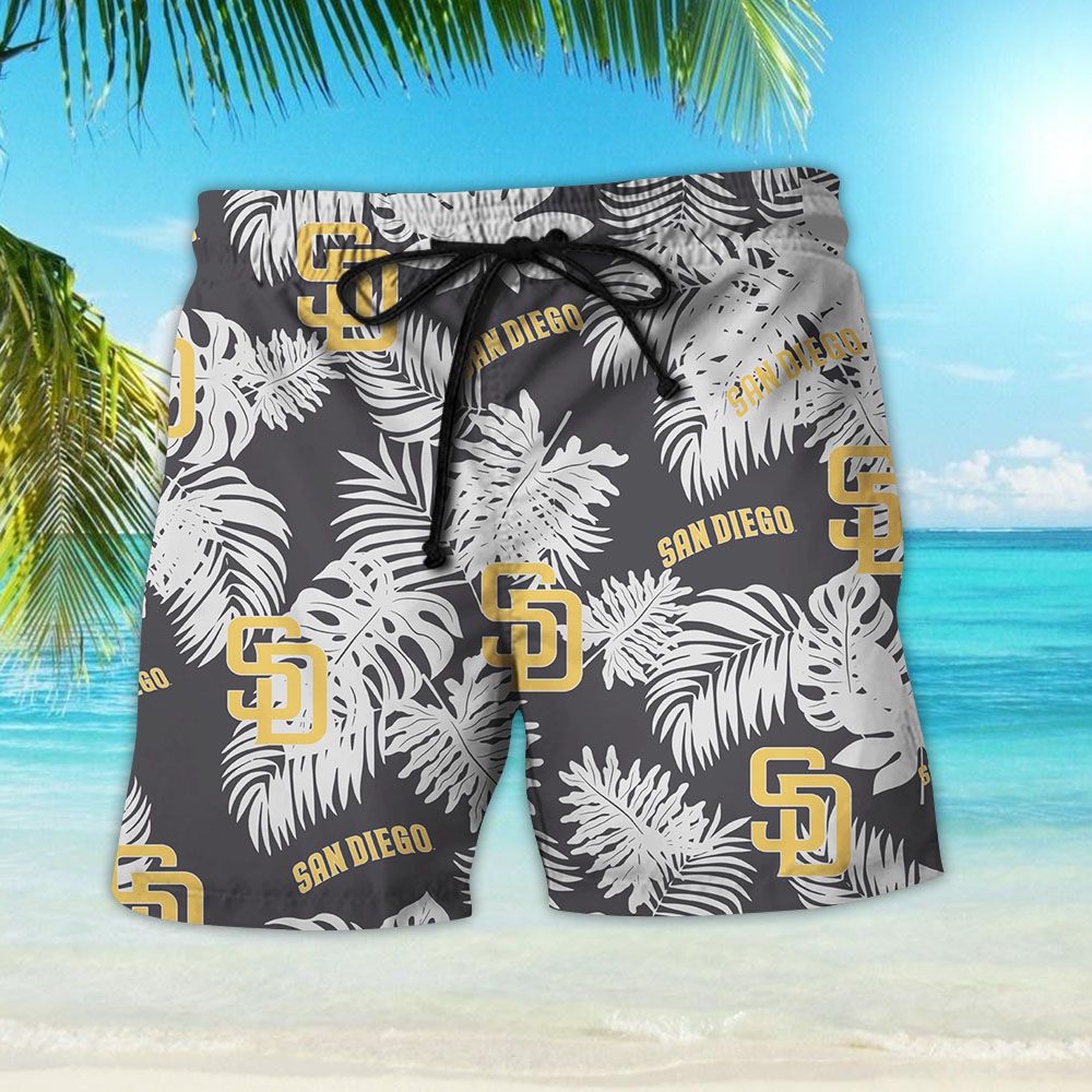 San Diego Padres Tropical Flower Hawaiian Shirt Beach Shorts