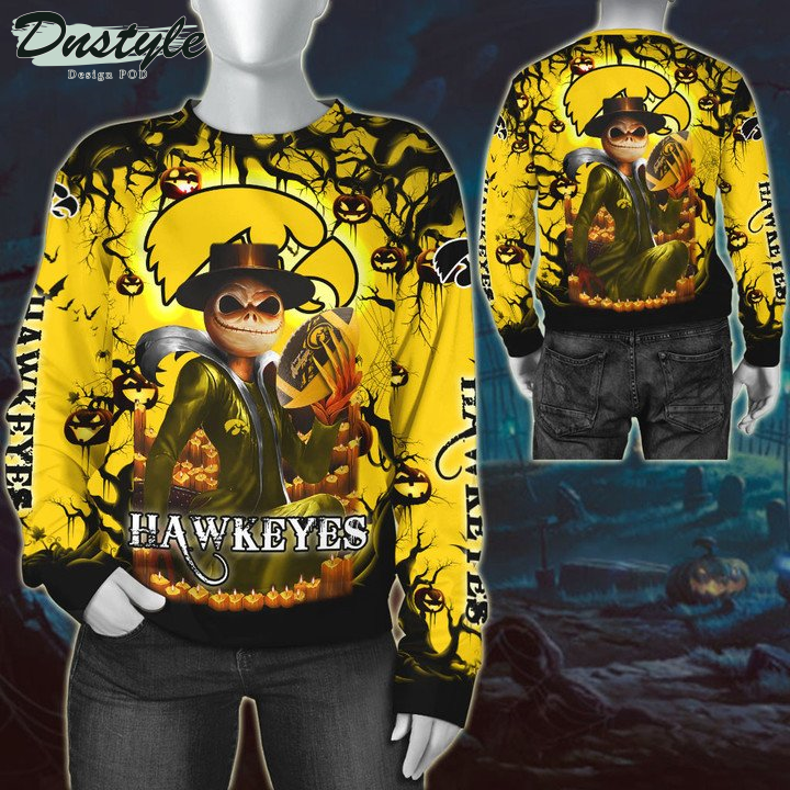 Iowa Hawkeyes Jack Skellington Halloween 3D Hoodie Tshirt