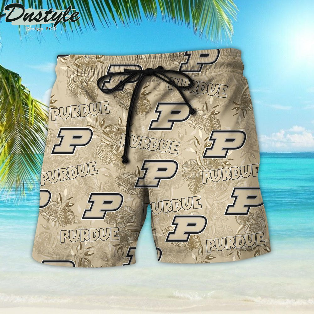 Purdue Boilermakers Aloha Hawaiian Shirt Beach Shorts