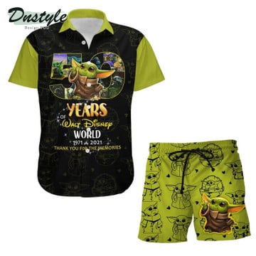 Baby Yoda 50th Anniversary Glitter Disney Castle Combo Hawaiian Shirt & Beach Shorts