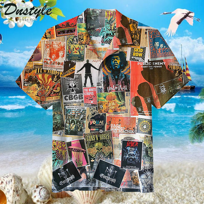 80s Rock Collage Rock Band Hawaiian Shirt