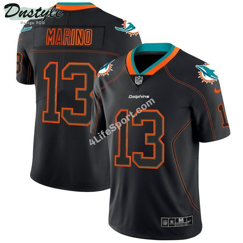 Dan Marino 13 Miami Dolphins Black Orange Football Jersey