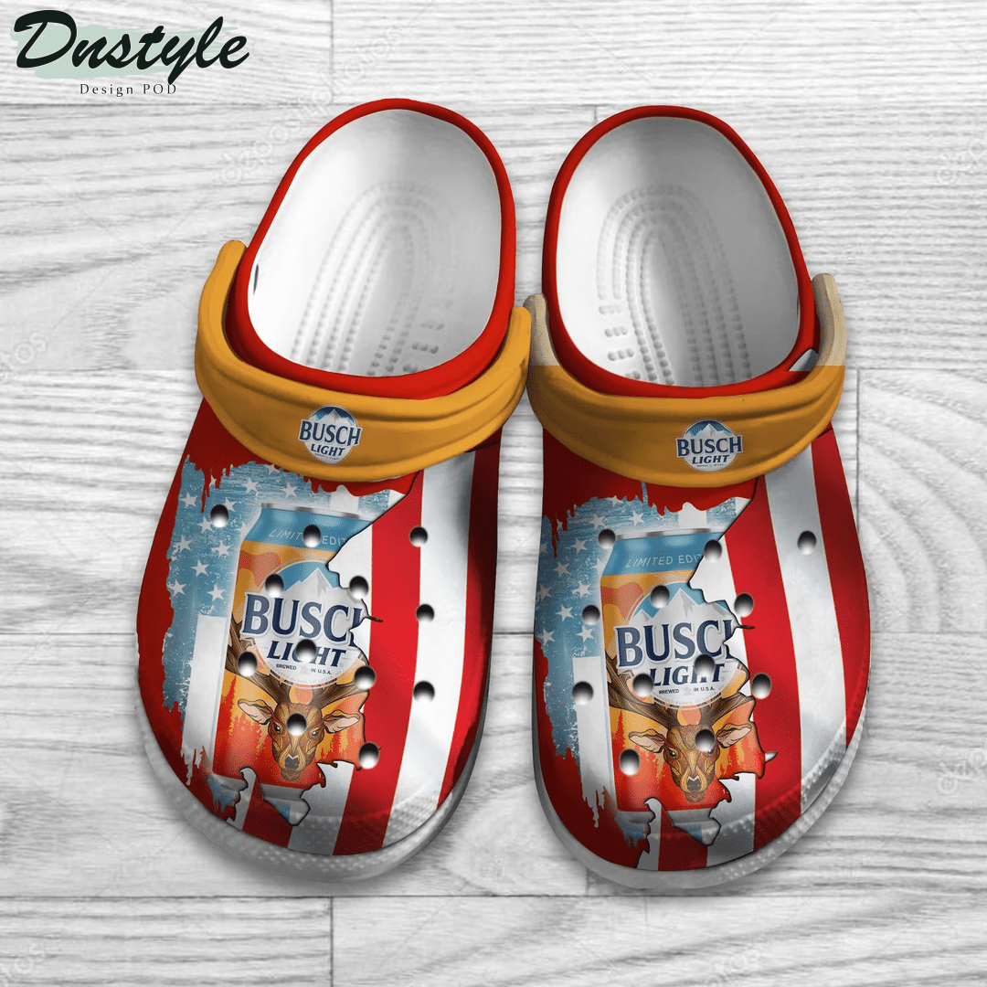 Busch Light Deer American Flag Clog Crocs Shoes
