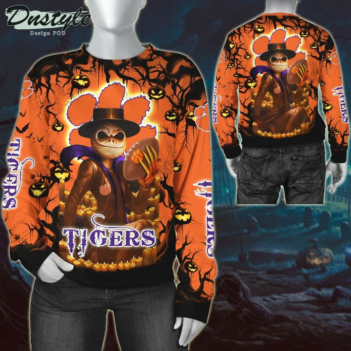 Clemson Tigers Jack Skellington Halloween 3D Hoodie Tshirt