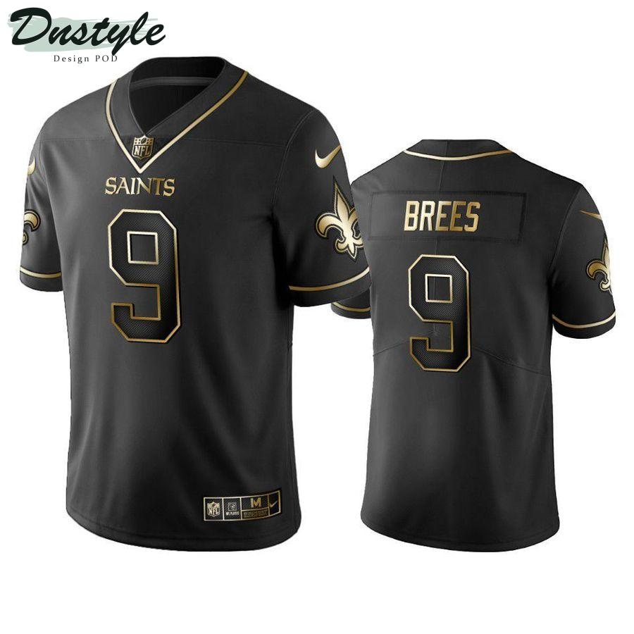 Drew Brees 9 New Orleans Saints Black Gold Football Jersey