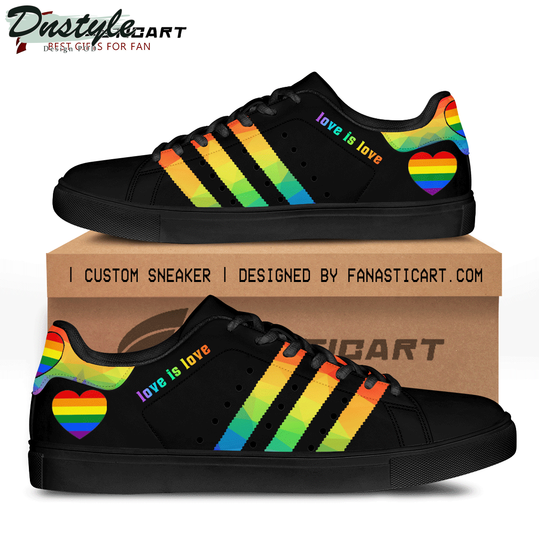 LGBT "Love Is Love" Black Stan Smith Skate Shoes