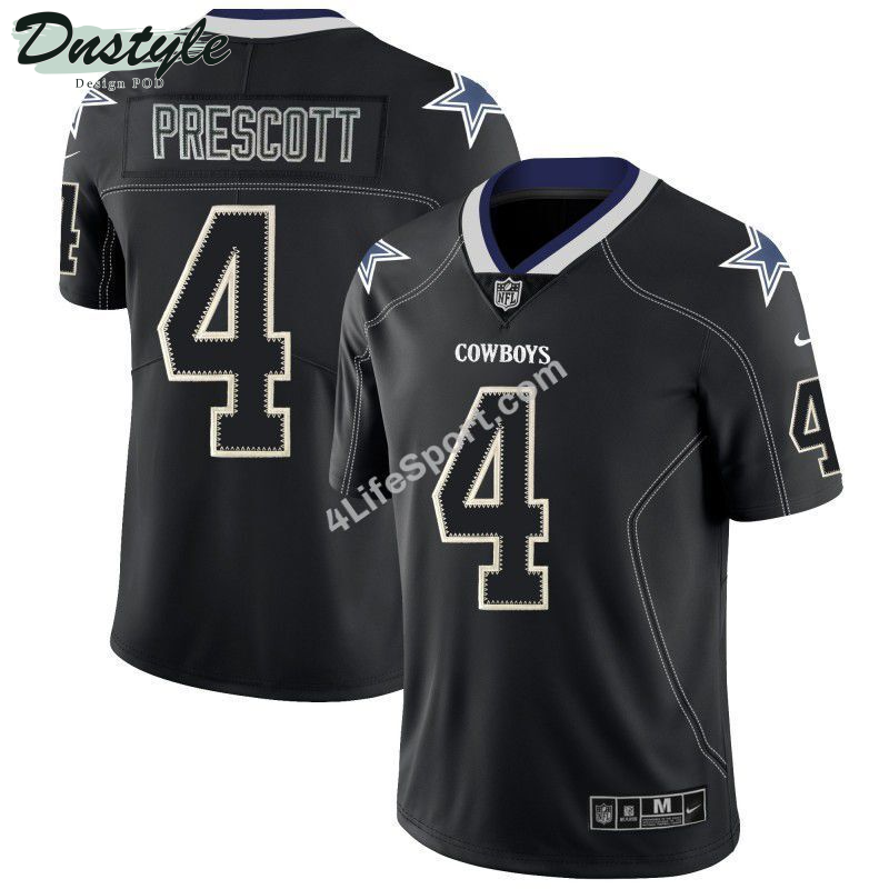 Dak Prescott 4 Dallas Cowboys Black White Football Jersey