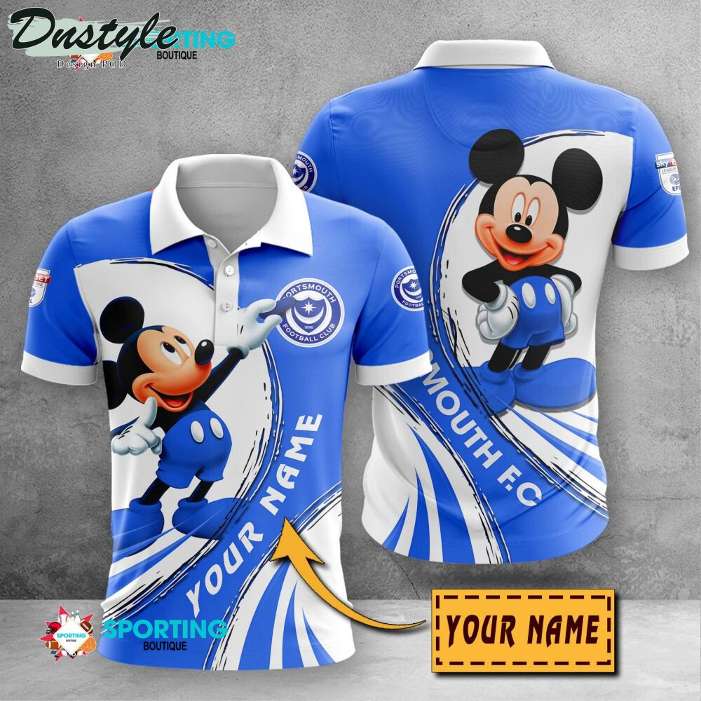Portsmouth F.C Mickey Mouse Personalized Polo Shirt