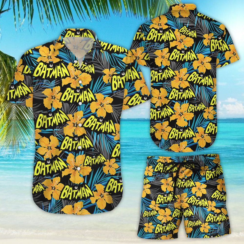Batman Flower 1966 Hawaiian Shirt Beach Shorts