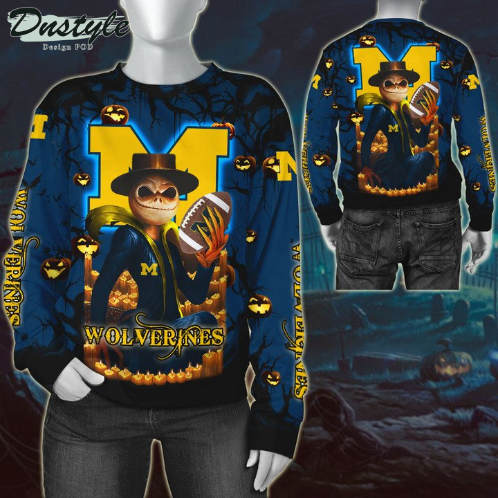 Michigan Wolverines Jack Skellington Halloween 3D Hoodie Tshirt