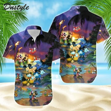 Mickey & Minnie Mouse Sunset Beach Disney Hawaiian Shirt