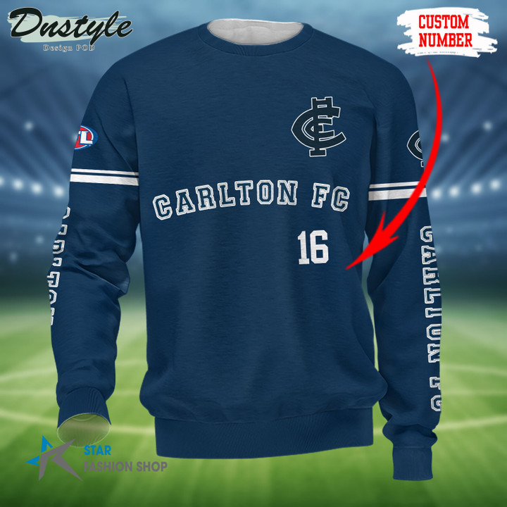 Carlton Football Club Custom Name 3D Hoodie Tshirt