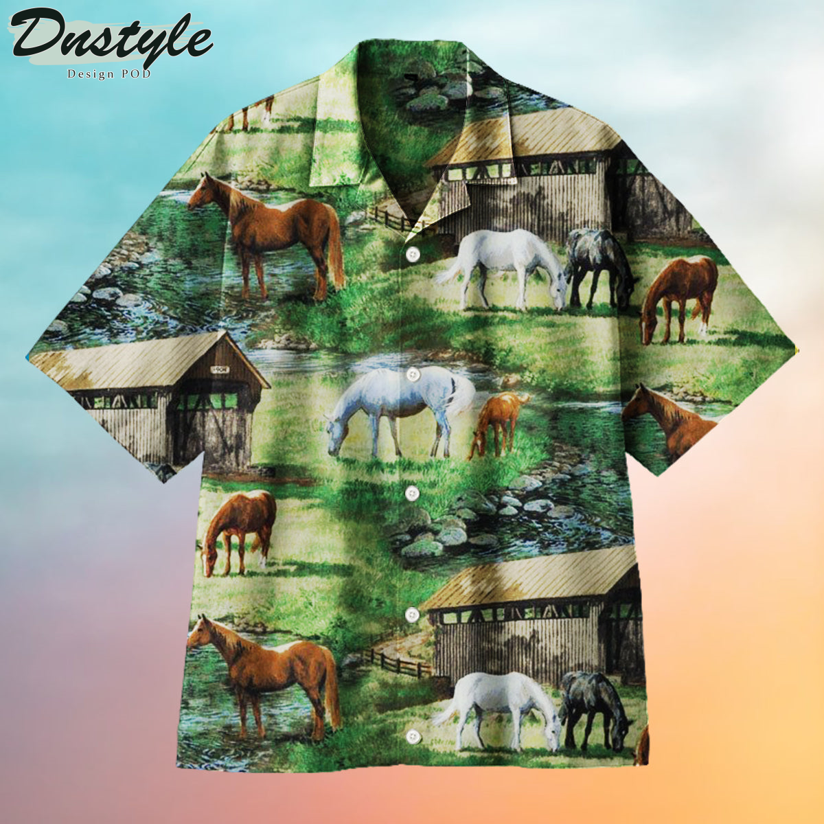 Powerful Racehorse In The Racetrack Hawaiian Shirt