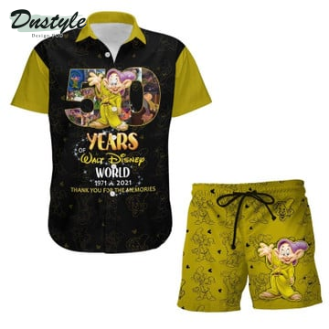 Dopey Dwarf 50th Anniversary Glitter Disney Castle Combo Hawaiian Shirt & Beach Shorts