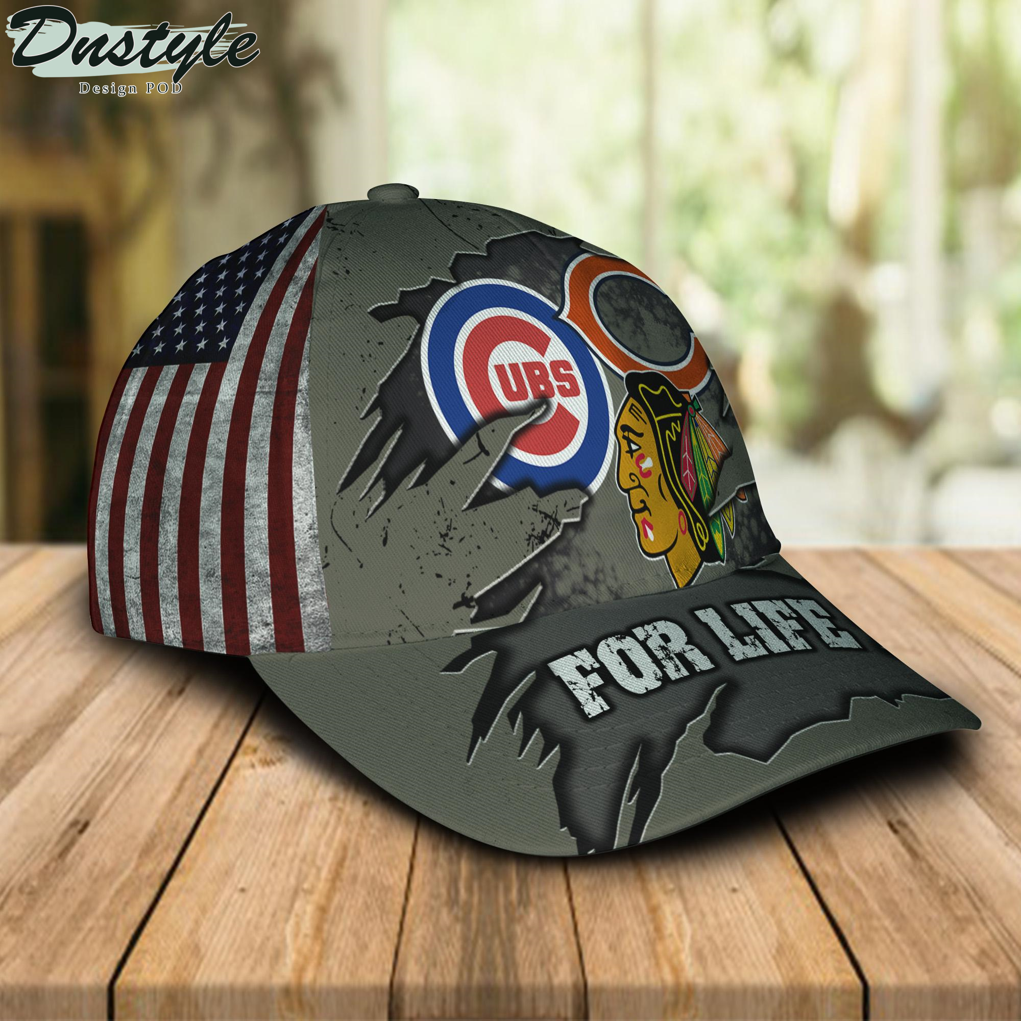 Chicago Cubs Chicago Blackhawks Chicago Bears For Life Classic Cap