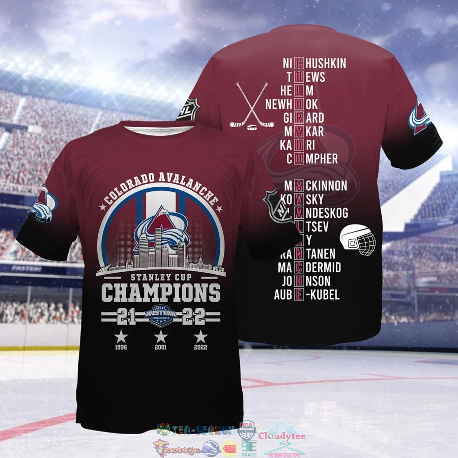 Colorado Avalanche Stanley Cup Champions Players Names 3D Shirt