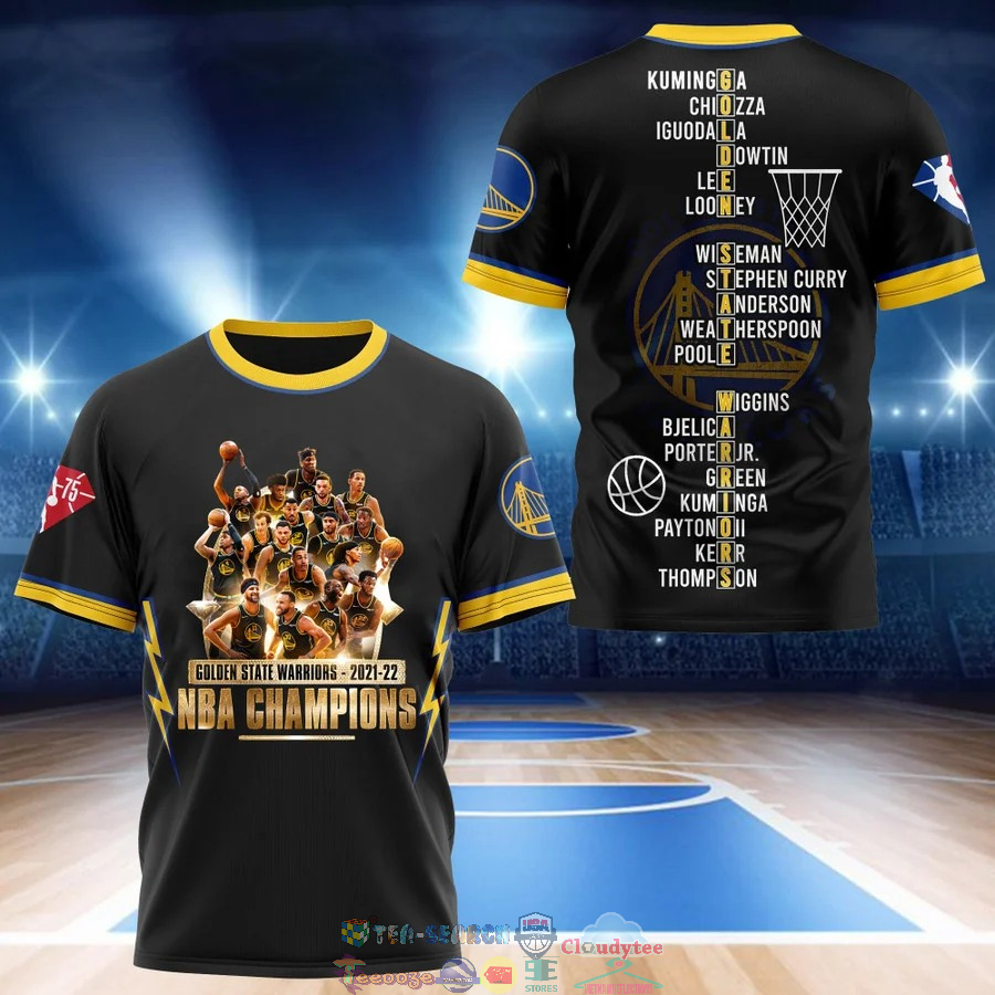Golden State Warriors 2021-22 NBA Champions Team Names 3D Shirt