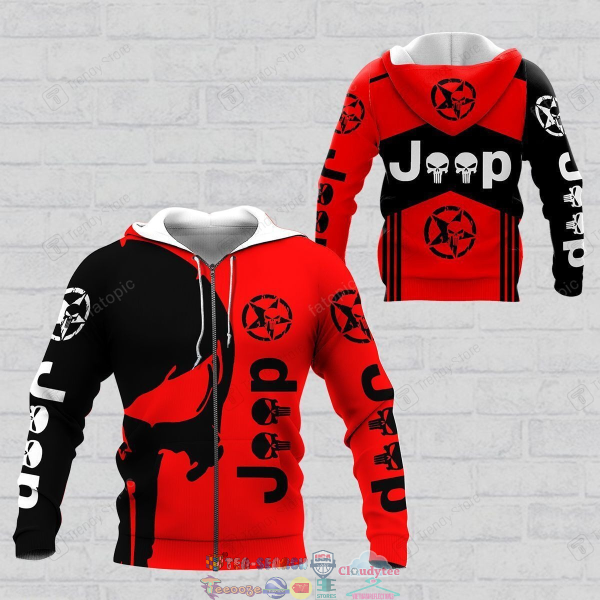 Jeep Skull Star 3D hoodie and t-shirt