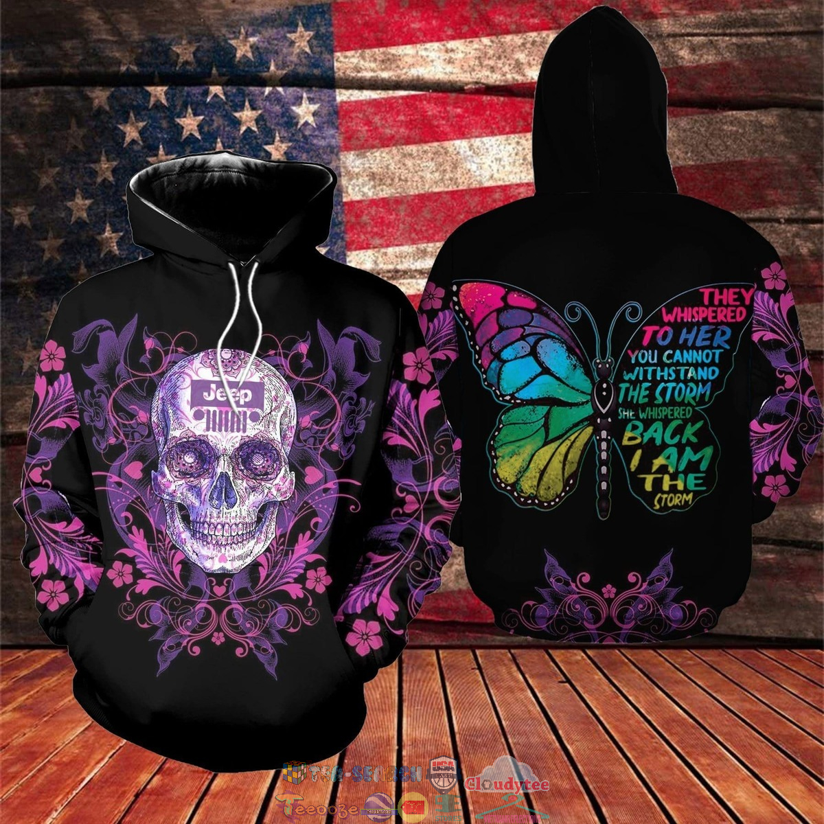 Jeep Skull Butterfly They Whispered To Her 3D hoodie and t-shirt