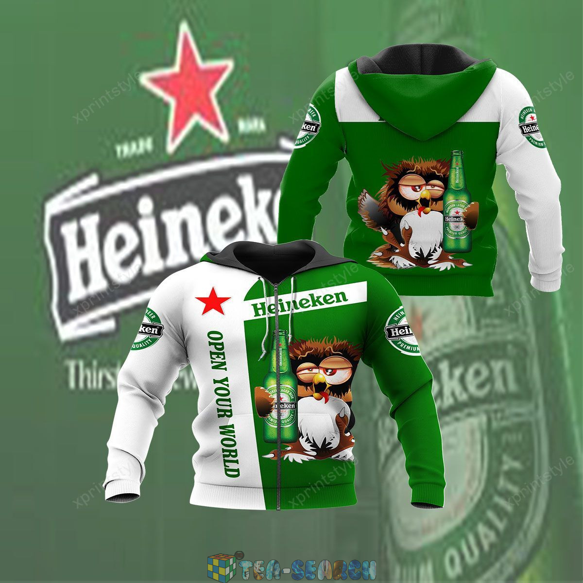 Owl Drink Heineken Open Your World 3D hoodie and t-shirt