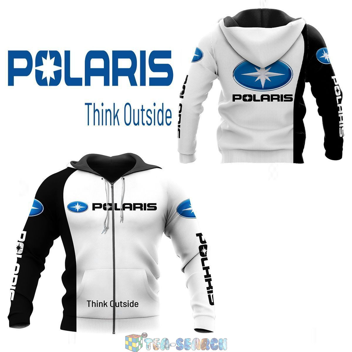 Polaris Think Outside White 3D hoodie and t-shirt
