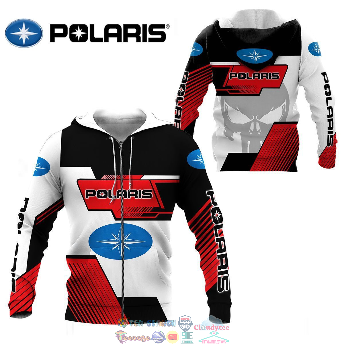 Polaris Skull ver 3 3D hoodie and t-shirt