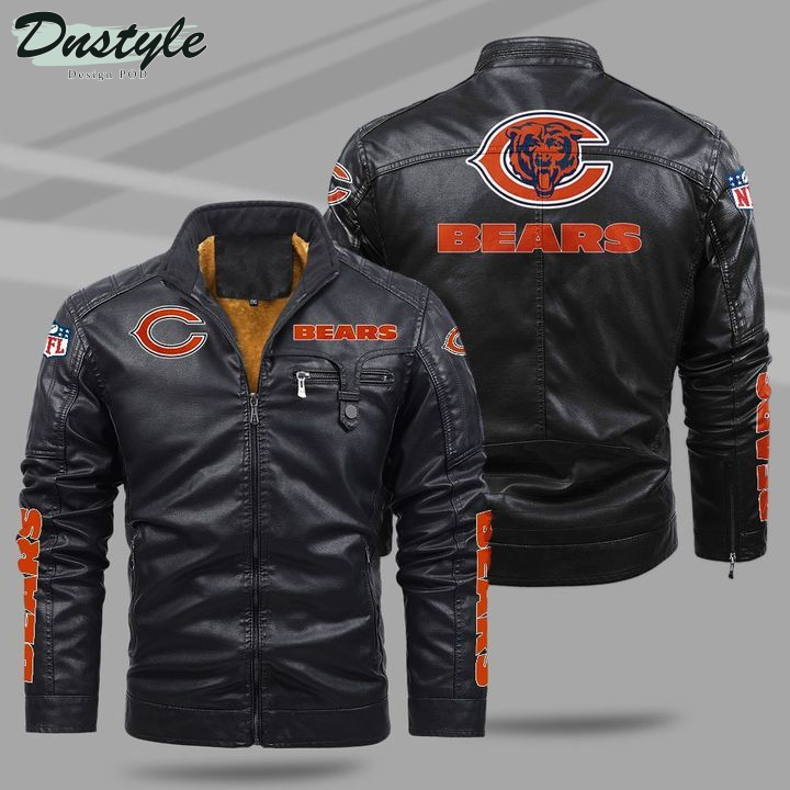 Chicago Bears Fleece Leather Jacket