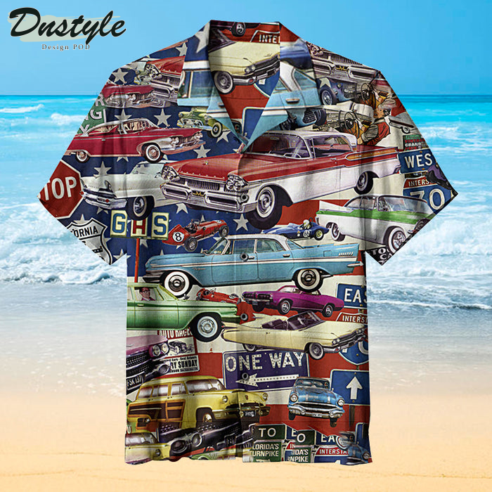 Vintage Car Collage Hawaiian Shirt