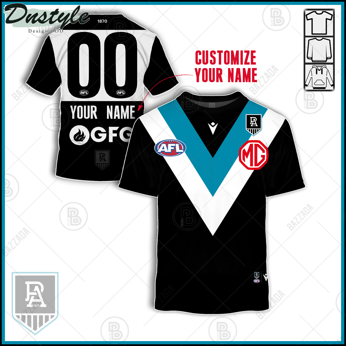 Port Adelaide FC Power 2021 Vintage Custom Hoodie Tshirt