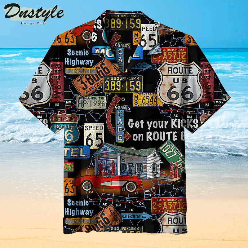 Very Cool Route 66 Signage On Black Background Hawaiian Shirt