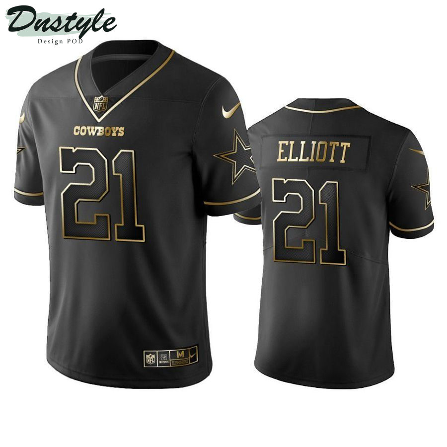 Ezekiel Elliott 21 Dallas Cowboys Black Gold Football Jersey