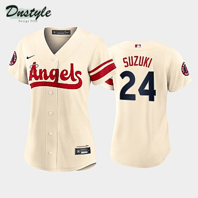 Kurt Suzuki #24 Los Angeles Angels Kurt Suzuki 2022 City Connect Cream Women's Jersey