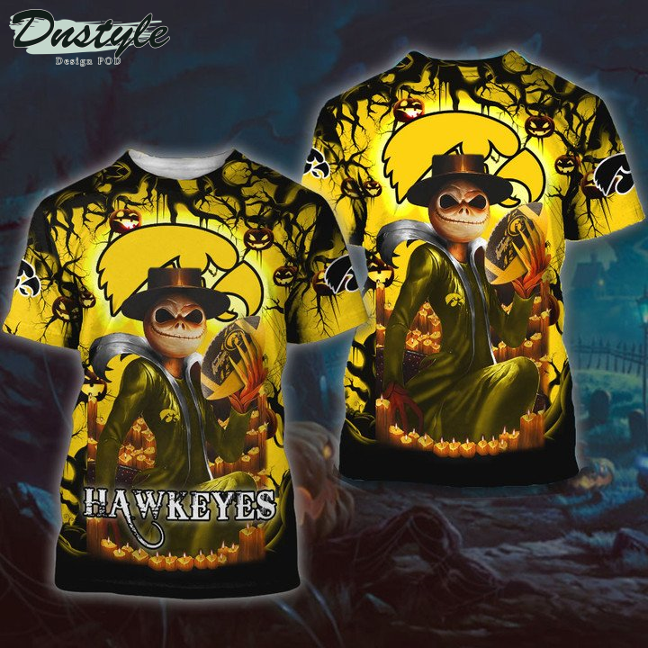 Iowa Hawkeyes Jack Skellington Halloween 3D Hoodie Tshirt