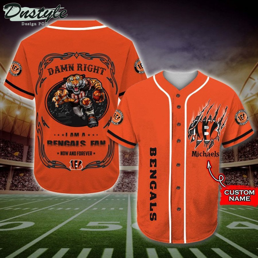 Personalized Cincinnati Bengals Mascot Damn Right Baseball Jersey