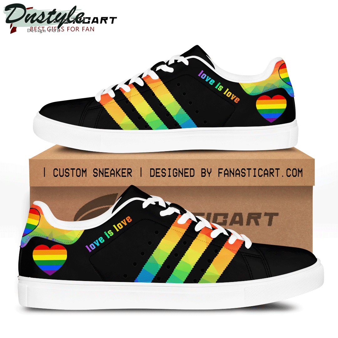 LGBT “Love Is Love” Black Stan Smith Skate Shoes